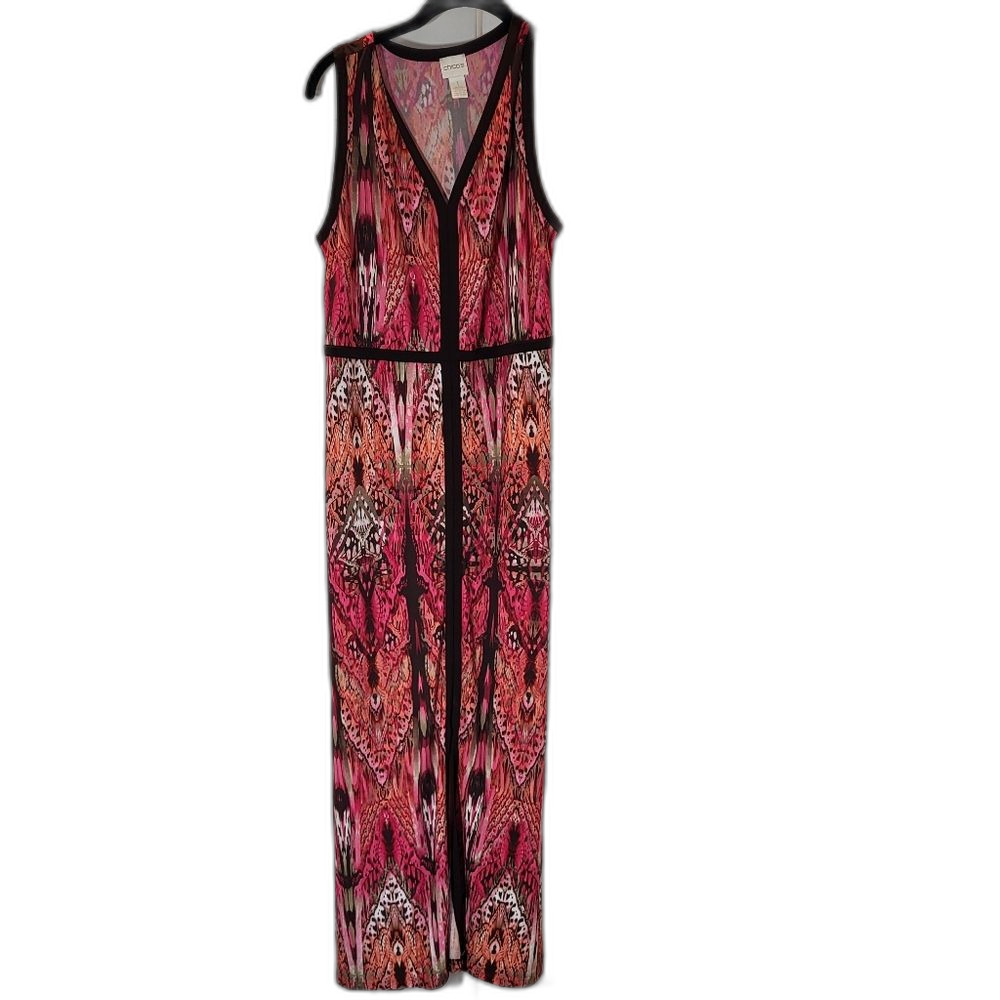 Chico's Art Nouveau Butterfly-Print Maxi Dress by Size 1